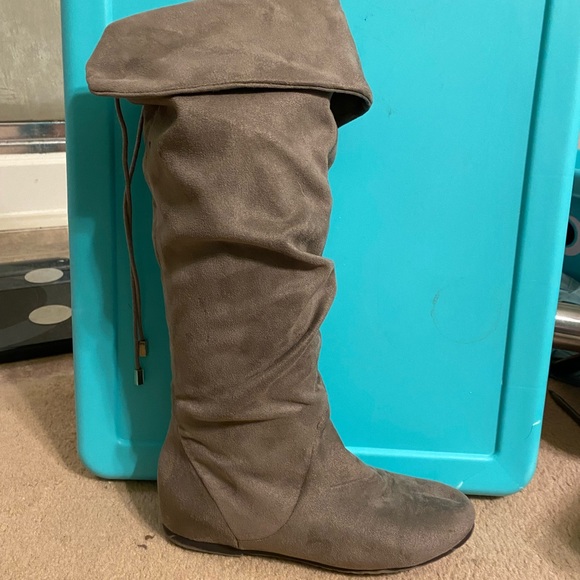 Aldo Shoes - Aldo fold over gray taupe faux suede boots 7.5